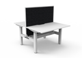 Rapidline Boost Static Back to Back Workstation 1200 x 750mm with Screen and Cable Tray Natural White / White Satin
