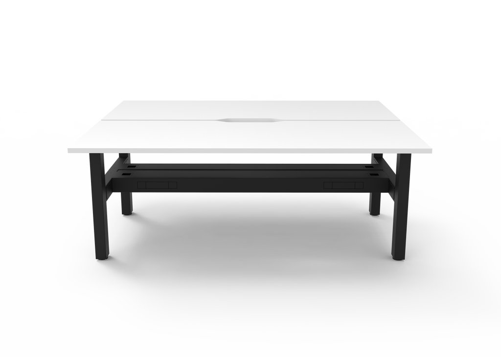Rapidline Boost Static Back to Back Workstation 1800 x 750mm with Cable Tray Natural White / Black Satin