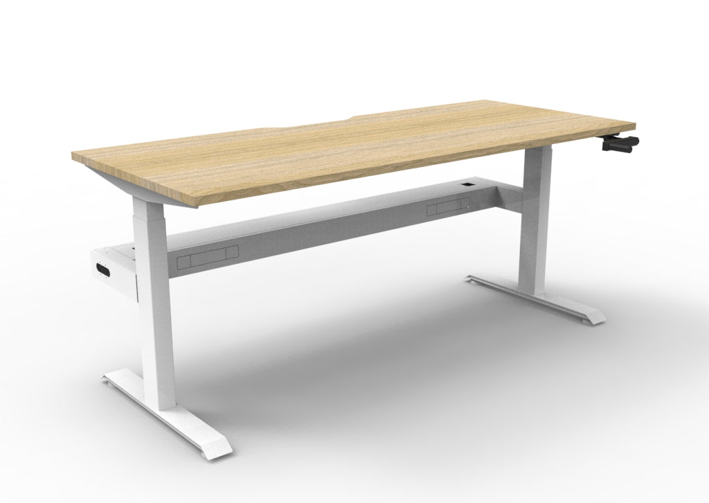 Rapidline Boost Crank Single Sided Workstation 1200 x 750mm with Cable Tray Natural Oak / White Satin