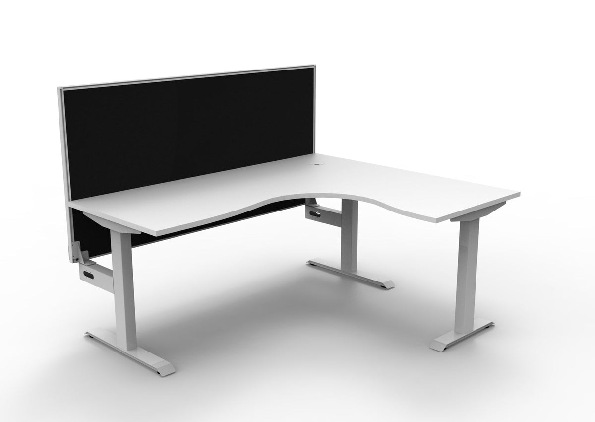 Rapidline Boost Static Corner Workstation 1800 x 1500 x 750mm with Screen Natural White / White Satin
