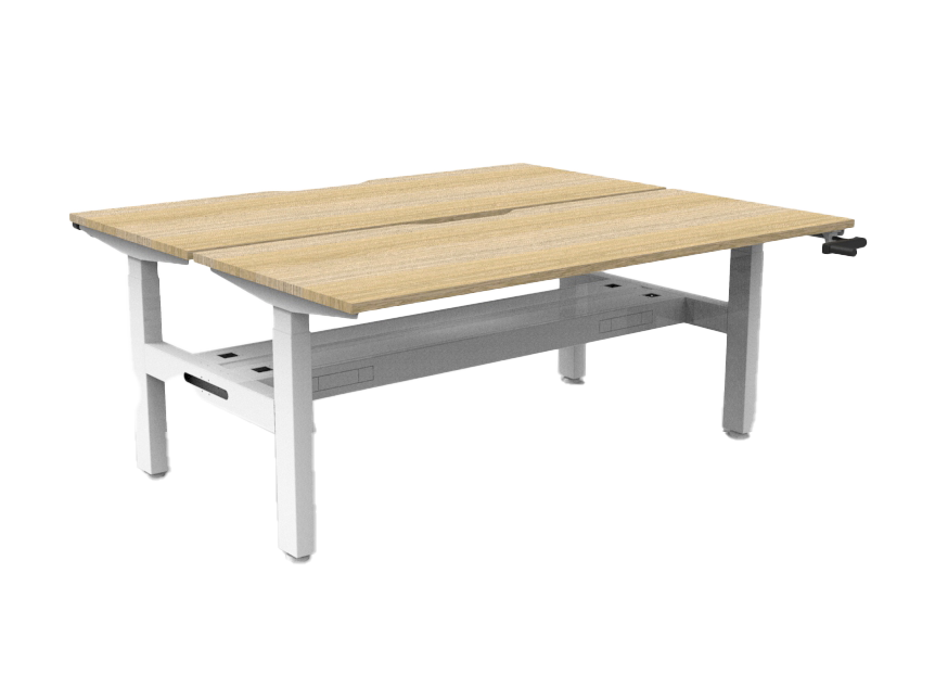 Rapidline Boost Crank Back to Back Workstation 1200 x 750mm with Cable Tray Natural Oak / White Satin