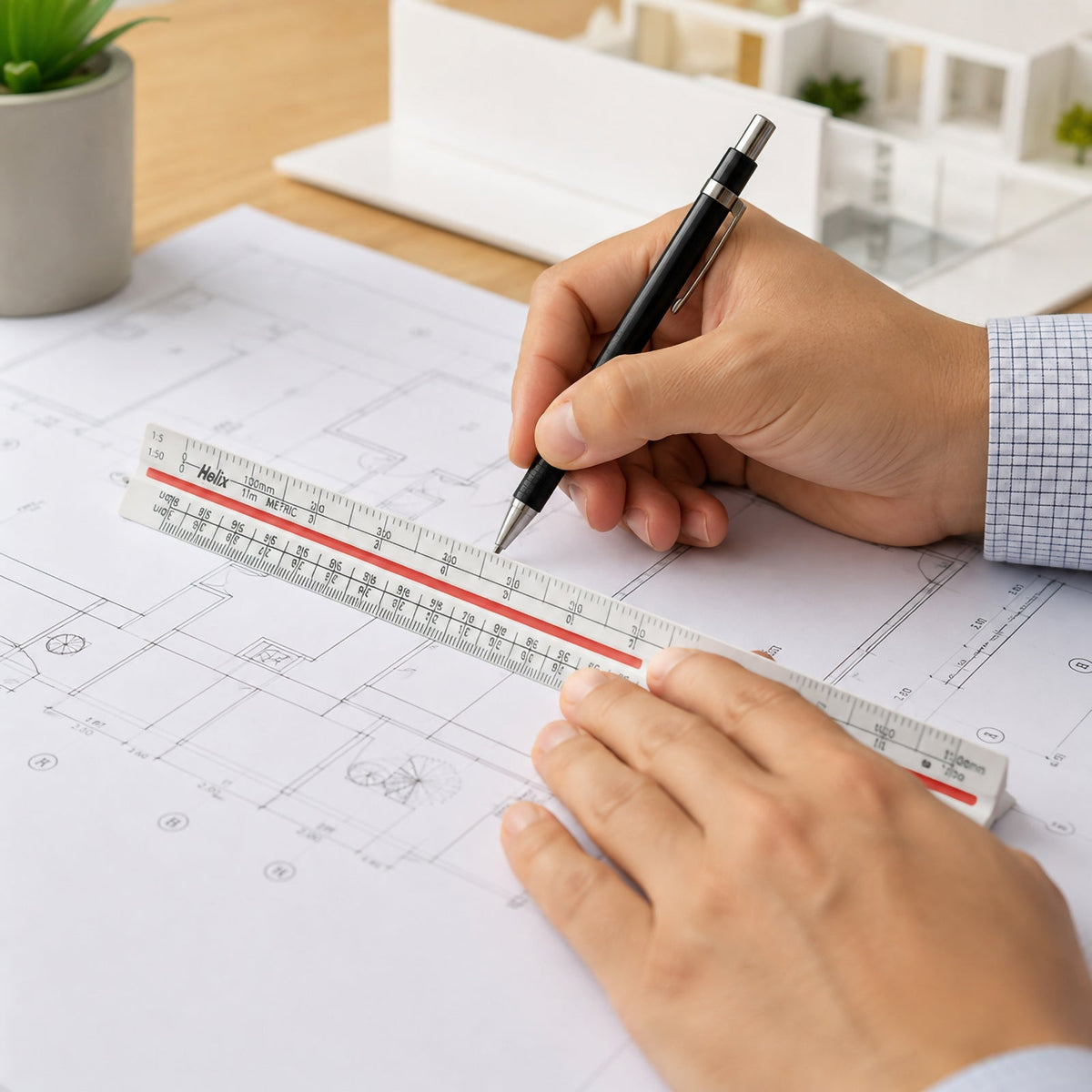Helix K93X40 (K93X70) Triangular Scale Ruler 30cm