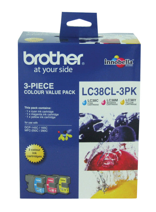 Brother LC38CL3PK Ink Cartridge Triple Pack Cyan Magenta Yellow 260 Pages Each