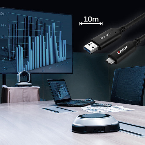 Lindy 10m USB 3.2 Gen 1 Type A to C Hybrid Cable