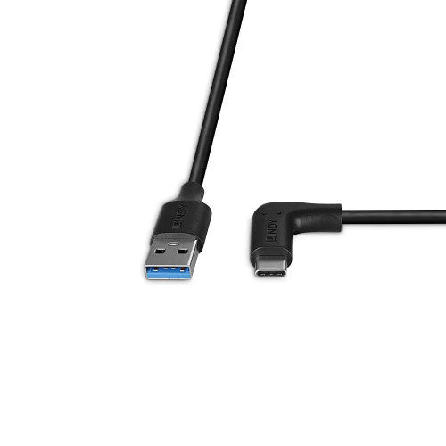 Lindy 1m USB 3.2 A to C Cable 90 Degree 10Gbps
