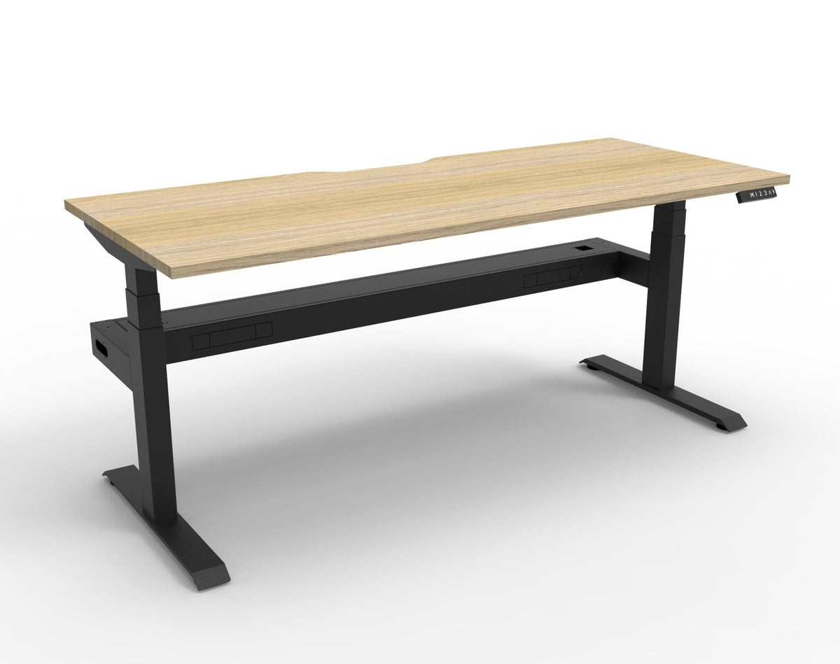 Rapidline Boost Plus Single Sided Workstation 1200 x 750mm with Cable Tray Natural Oak / Black Satin