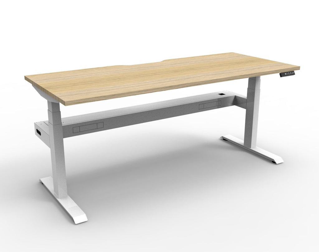 Rapidline Boost Plus Single Sided Workstation 1500 x 750mm with Cable Tray Natural Oak / White Satin