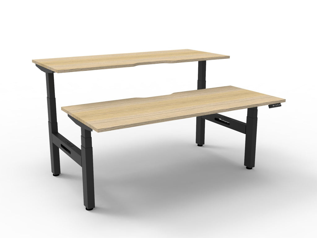 Rapidline Boost Plus Back to Back Workstation 1800 x 750mm Natural Oak / Black Satin