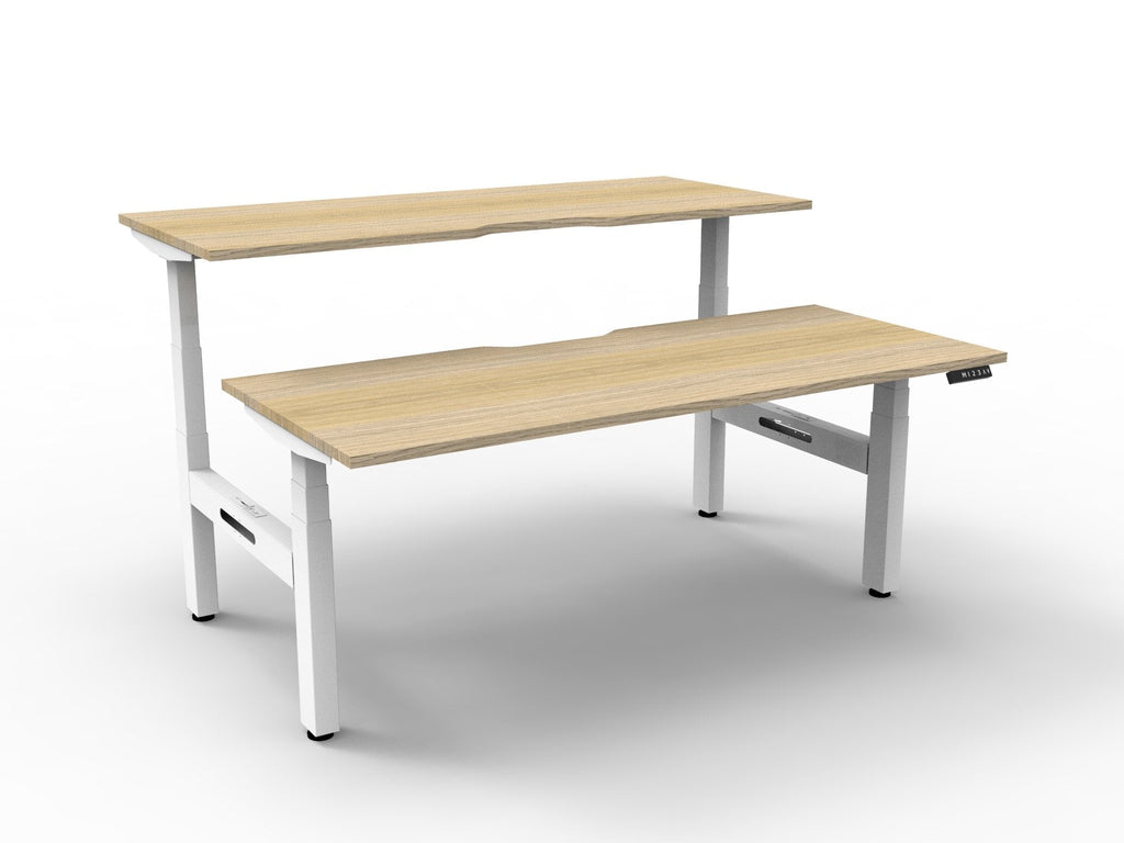 Rapidline Boost Plus Back to Back Workstation 1800 x 750mm Natural Oak / White Satin