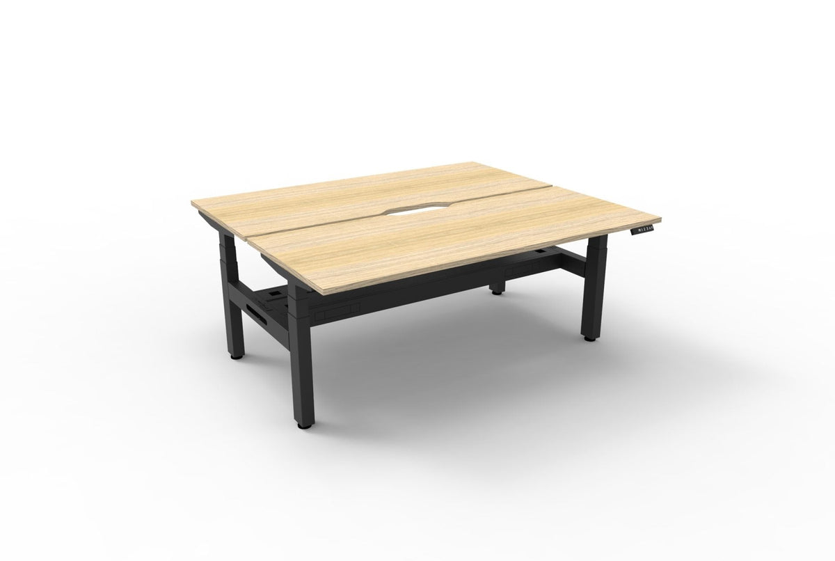 Rapidline Boost Plus Back to Back Workstation 1800 x 750mm with Cable Tray Natural Oak / Black Satin