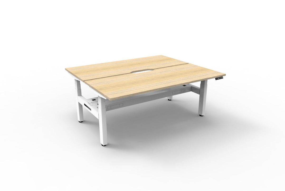 Rapidline Boost Plus Back to Back Workstation 1800 x 750mm with Cable Tray Natural Oak / White Satin
