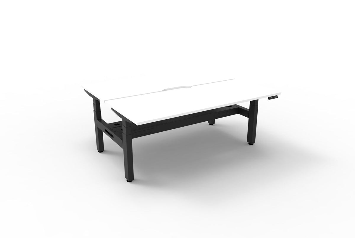 Rapidline Boost Plus Back to Back Workstation 1500 x 750mm with Cable Tray Natural White / Black Satin