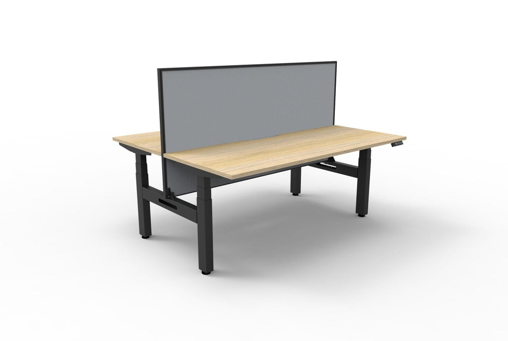 Rapidline Boost Plus Back to Back Workstation 1200 x 750mm with Screen Natural Oak / Black Satin
