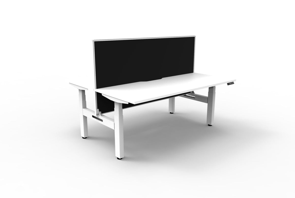 Rapidline Boost Plus Back to Back Workstation 1500 x 750mm with Screen Natural White / White Satin