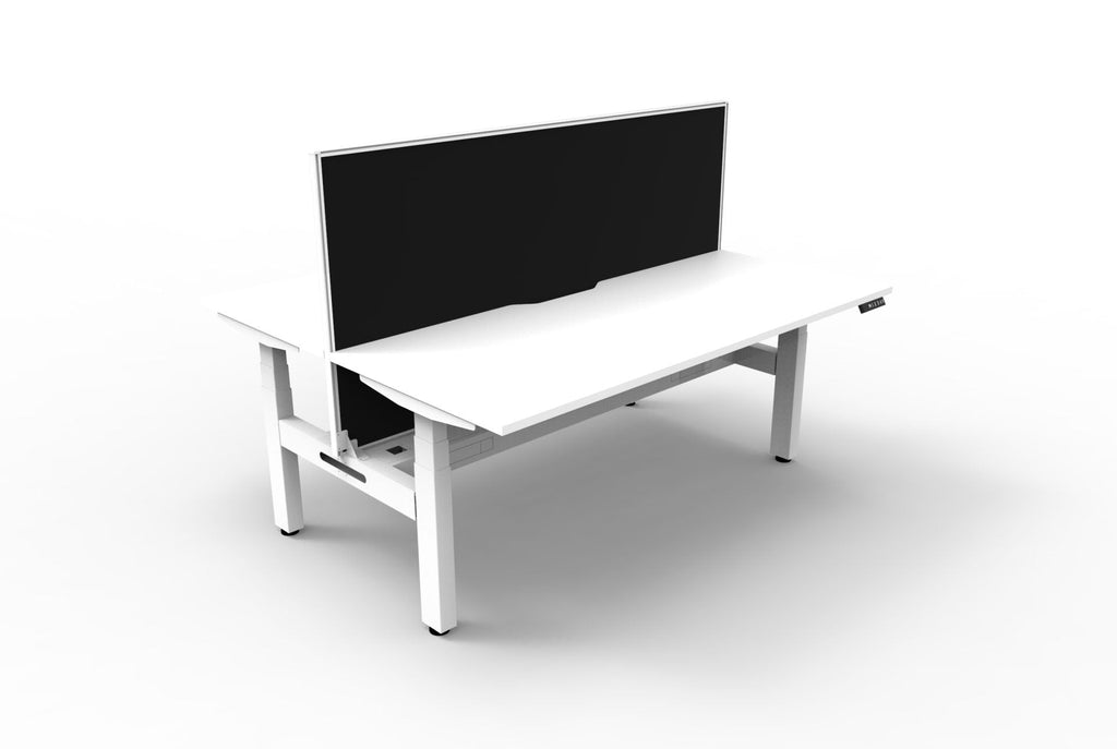 Rapidline Boost Plus Back to Back Workstation 1800 x 750mm with Screen and Cable Tray Natural White / White Satin