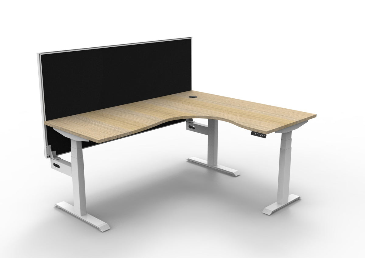 Rapidline Boost Plus Corner Workstation 1800 x 1500 x 750mm with Screen Natural Oak / White Satin