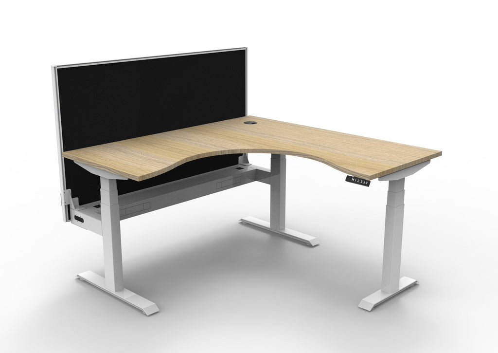 Rapidline Boost Plus Corner Workstation 1500 x 1500 x 750mm with Screen and Cable Tray Natural Oak / White Satin