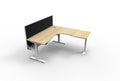 Rapidline Boost Plus Corner Workstation 1800 x 1800 x 750mm with Screen and Cable Tray Natural Oak / White Satin