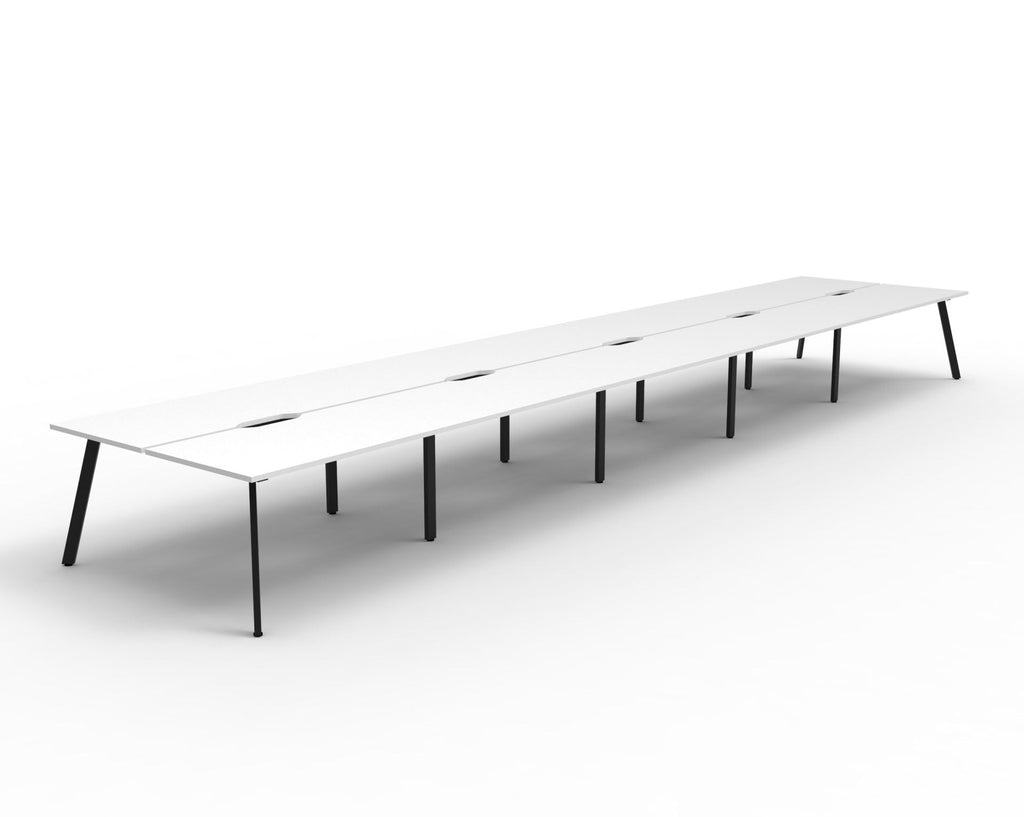 Rapidline Eternity Back to Back 10 Person Workstation 1500 x 750mm Natural White / Black Satin