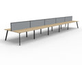 Rapidline Eternity Back to Back 10 Person Workstation 1200 x 750mm with Screen Natural Oak / Black Satin