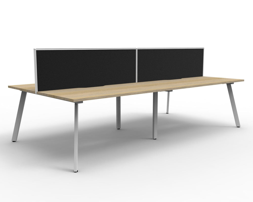 Rapidline Eternity Back to Back 4 Person Workstation 1800 x 750mm with Screen Natural Oak / White Satin