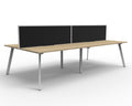 Rapidline Eternity Back to Back 4 Person Workstation 1800 x 750mm with Screen Natural Oak / White Satin
