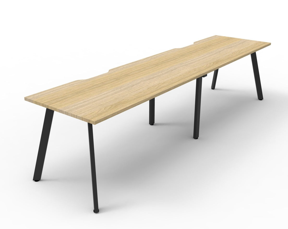 Rapidline Eternity Single Sided 2 Person Workstation 1200 x 750mm Natural Oak / Black Satin