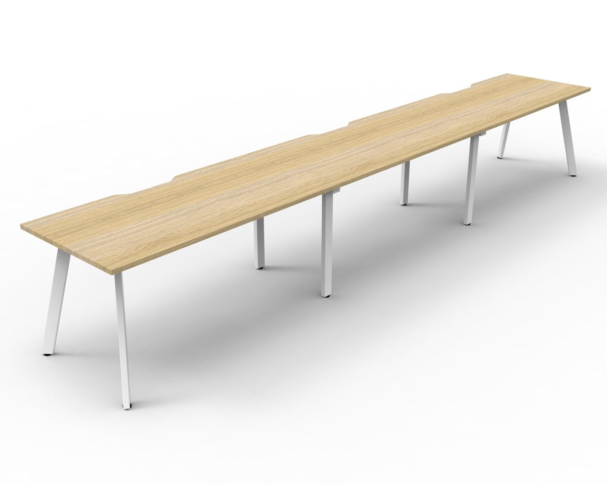 Rapidline Eternity Single Sided 3 Person Workstation 1500 x 750mm Natural Oak / White Satin