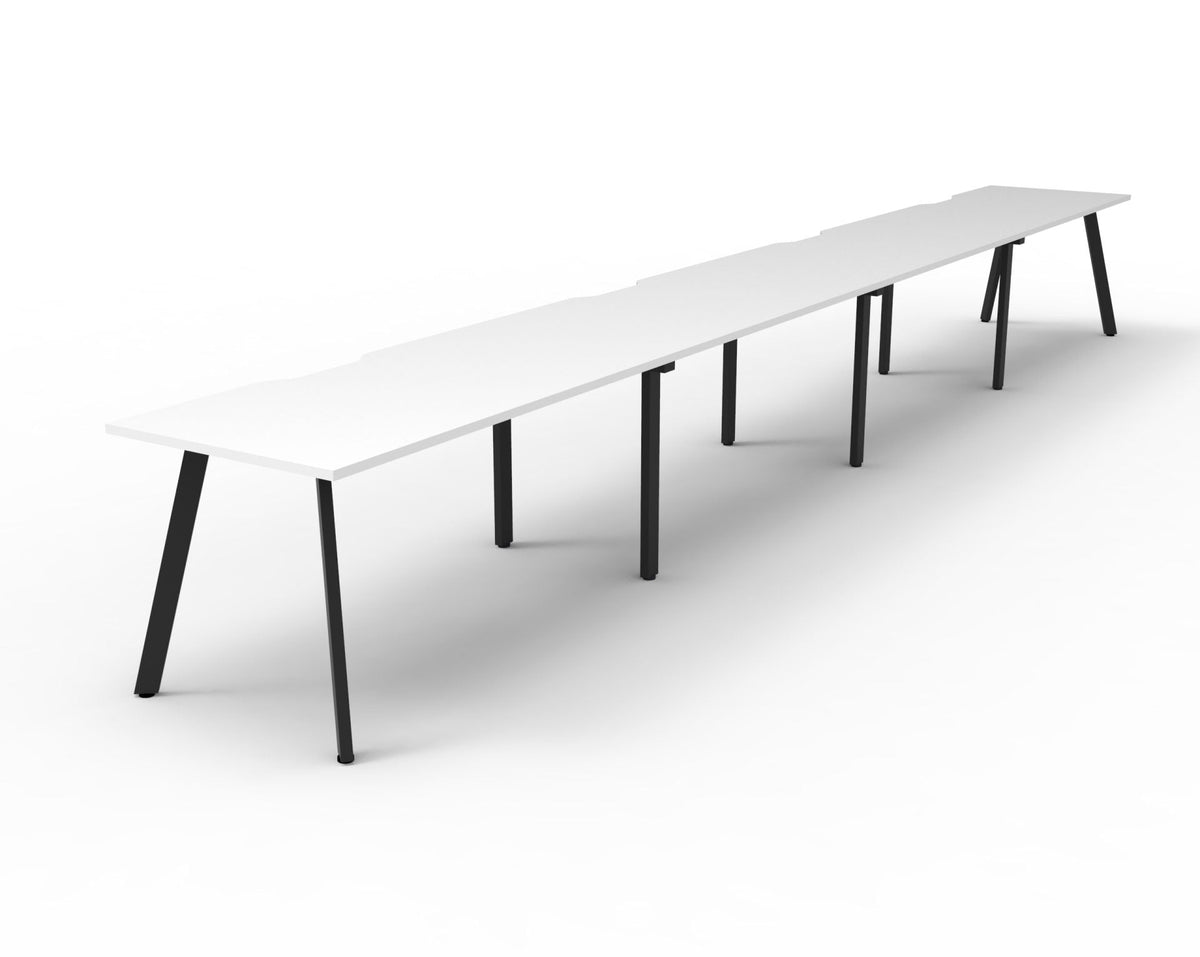 Rapidline Eternity Single Sided 4 Person Workstation 1500 x 750mm Natural White / Black Satin