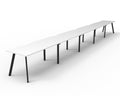 Rapidline Eternity Single Sided 5 Person Workstation 1500 x 750mm Natural White / Black Satin