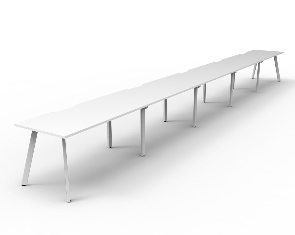 Rapidline Eternity Single Sided 5 Person Workstation 1800 x 750mm Natural White / White Satin