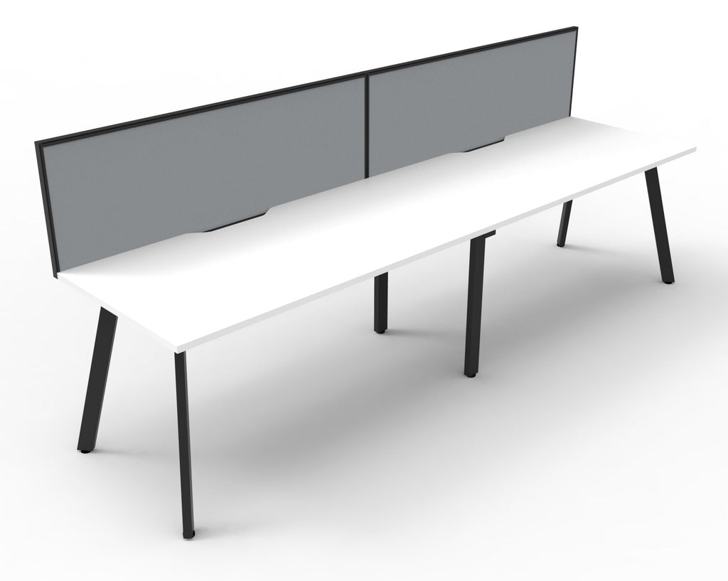 Rapidline Eternity Single Sided 2 Person Workstation 1200 x 750mm with Screen Natural White / Black Satin