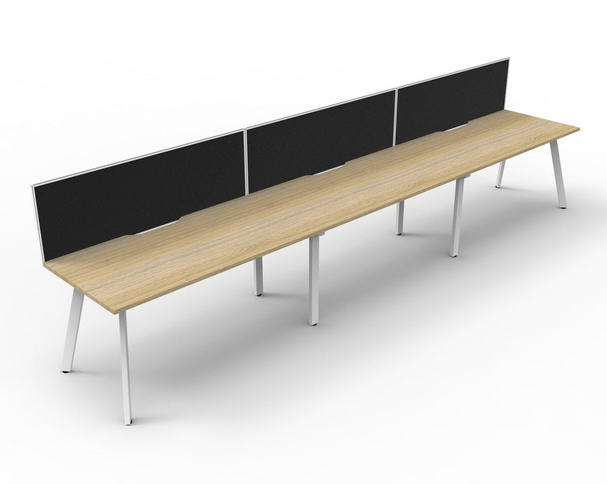 Rapidline Eternity Single Sided 3 Person Workstation 1200 x 750mm with Screen Natural Oak / White Satin