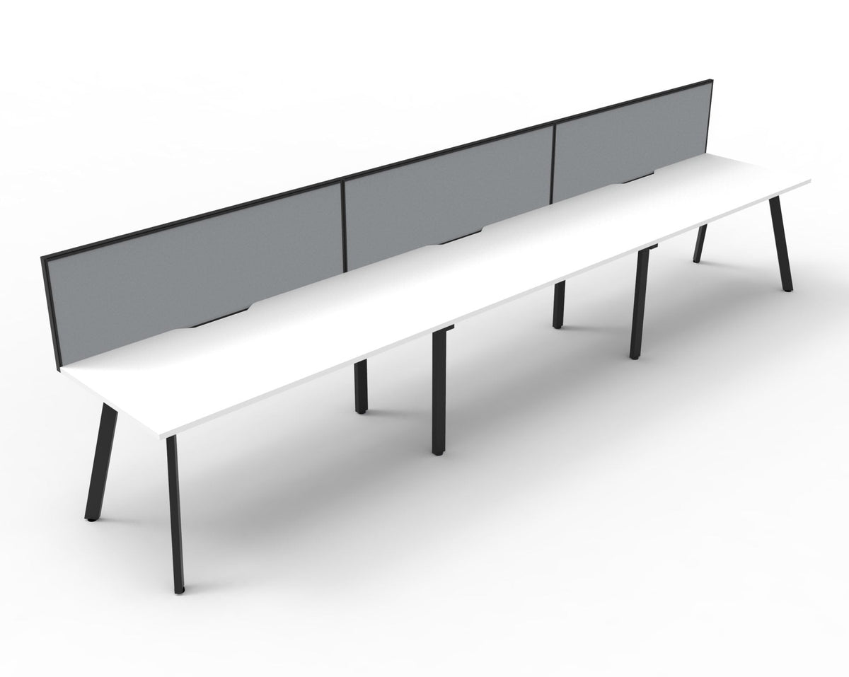 Rapidline Eternity Single Sided 3 Person Workstation 1800 x 750mm with Screen Natural White / Black Satin