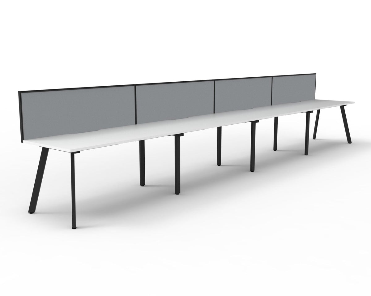 Rapidline Eternity Single Sided 4 Person Workstation 1800 x 750mm with Screen Natural White / Black Satin