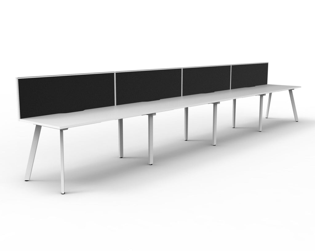 Rapidline Eternity Single Sided 4 Person Workstation 1200 x 750mm with Screen Natural White / White Satin