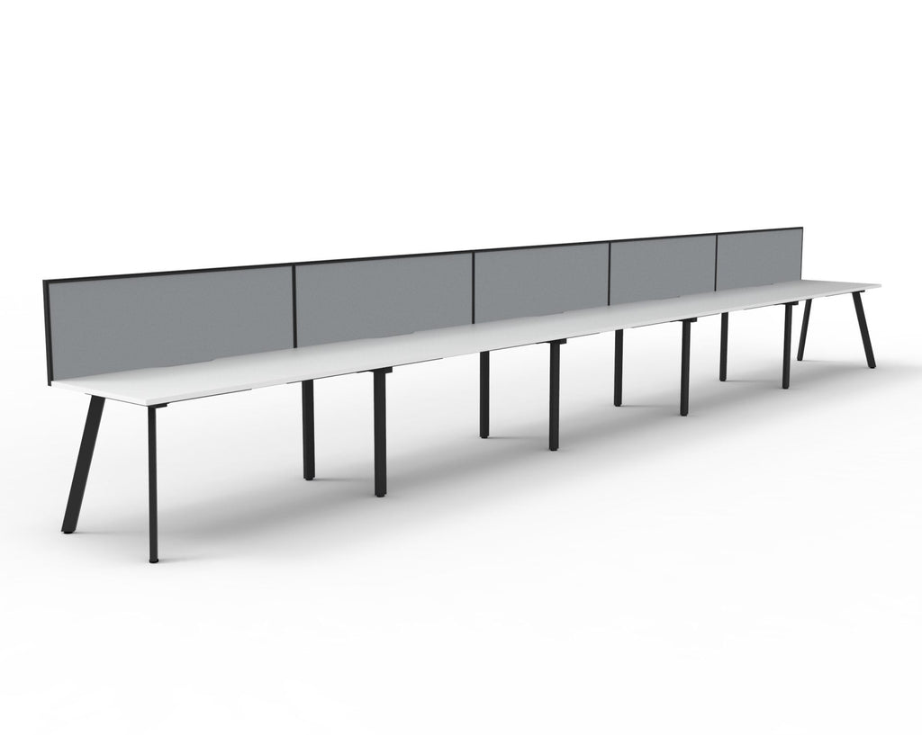 Rapidline Eternity Single Sided 5 Person Workstation 1500 x 750mm with Screen Natural White / Black Satin
