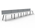 Rapidline Eternity Single Sided 5 Person Workstation 1500 x 750mm with Screen Natural White / Black Satin