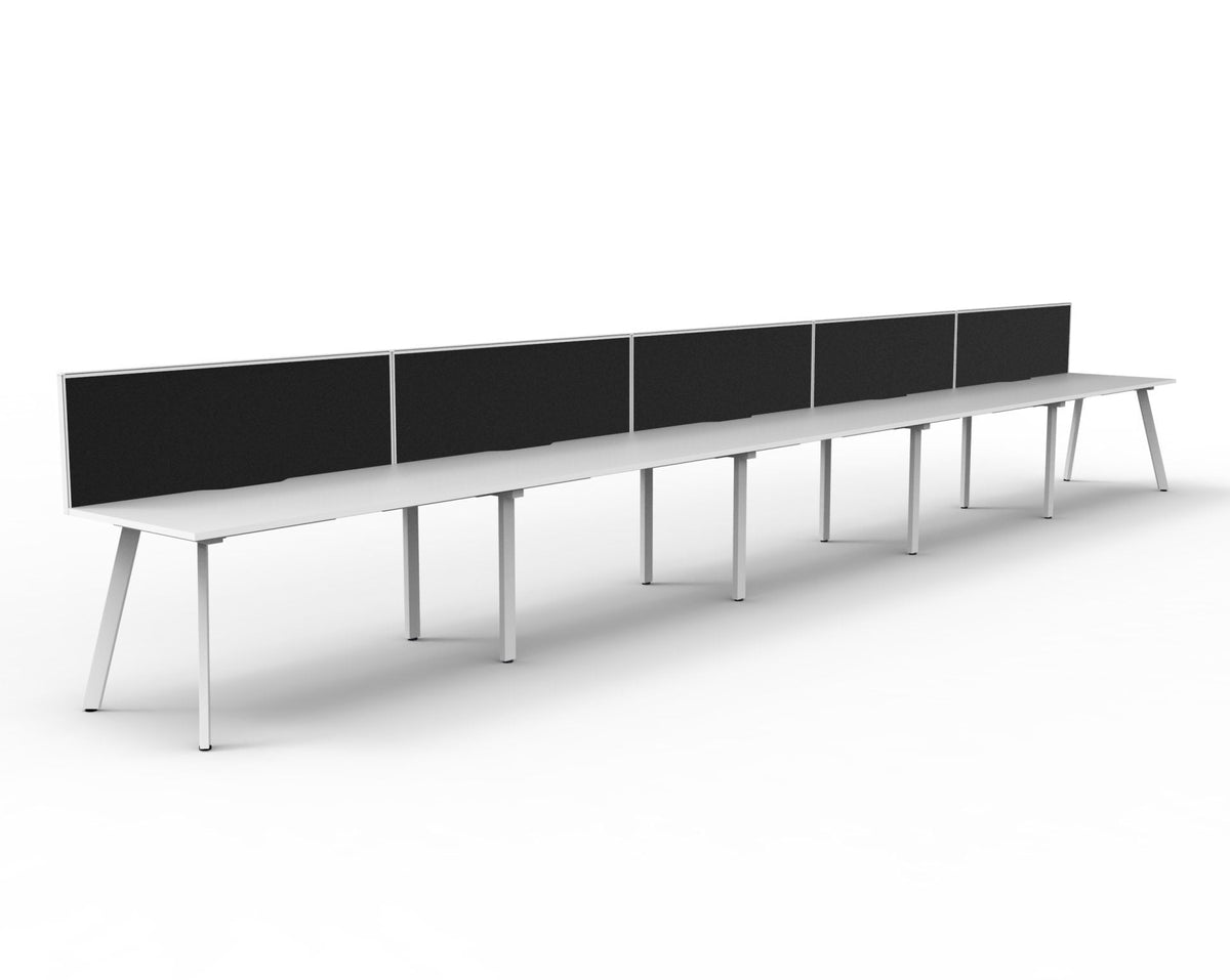 Rapidline Eternity Single Sided 5 Person Workstation 1800 x 750mm with Screen Natural White / White Satin