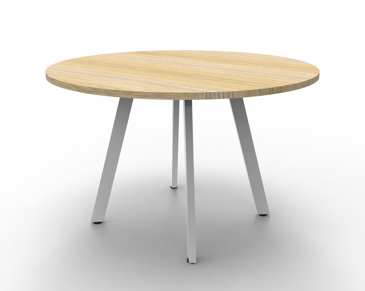 Rapidline Eternity Round Meeting Table 1200mm Diameter Natural Oak / White