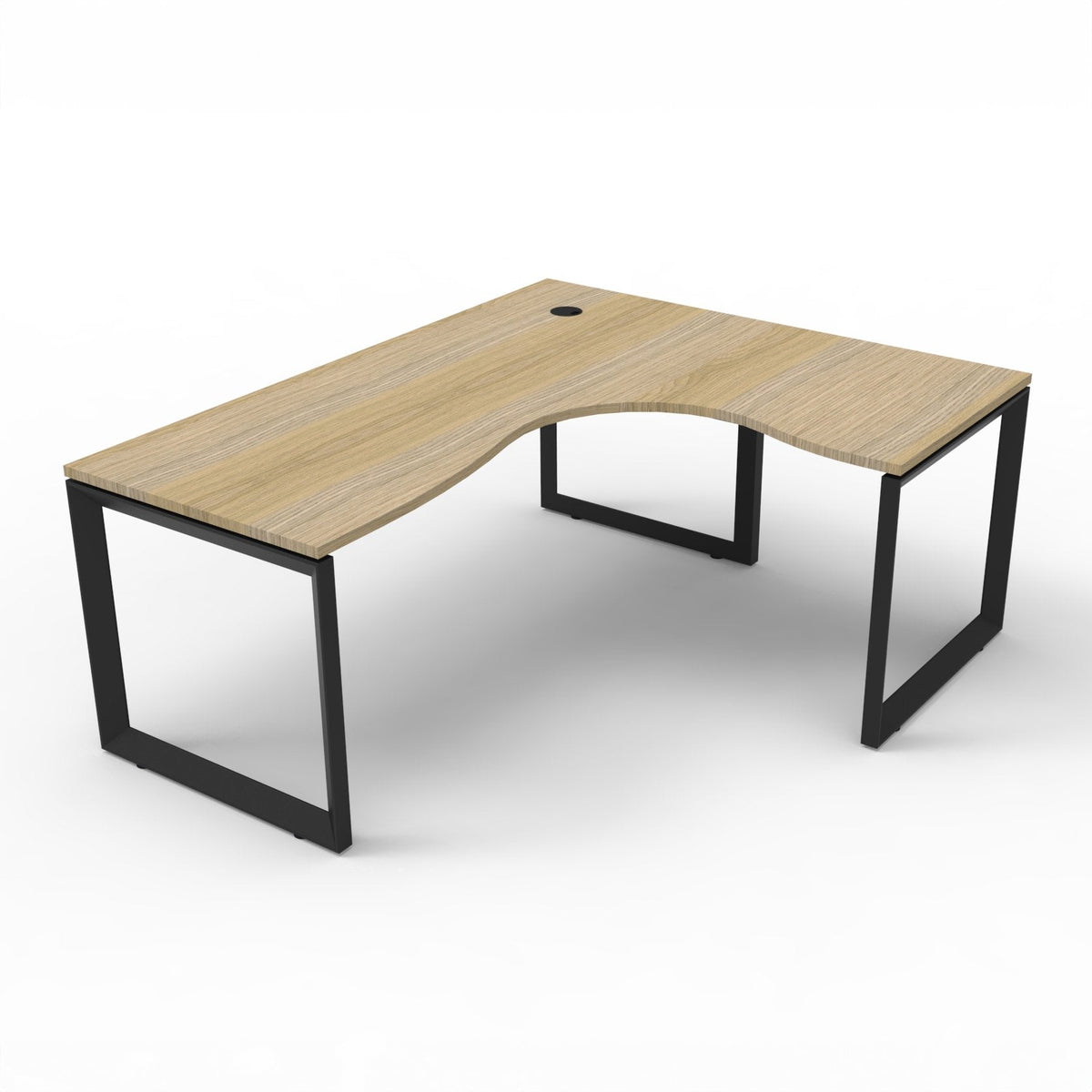 Rapidline Deluxe Rapid Infinity 4 Person Corner Workstation Loop Leg 1500 x 1500 x 750mm with Screen Natural Oak / Black Satin