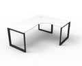 Rapidline Deluxe Rapid Infinity 4 Person Corner Workstation Loop Leg 1800 x 1800 x 750mm with Screen Natural White / Black Satin
