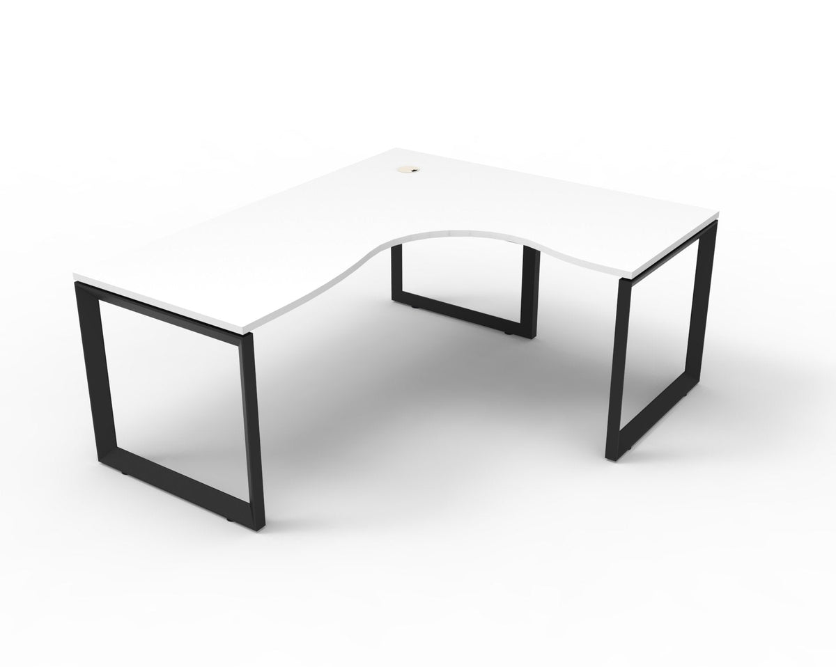 Rapidline Deluxe Rapid Infinity 4 Person Corner Workstation Loop Leg 1500 x 1500 x 750mm with Screen Natural White / Black Satin