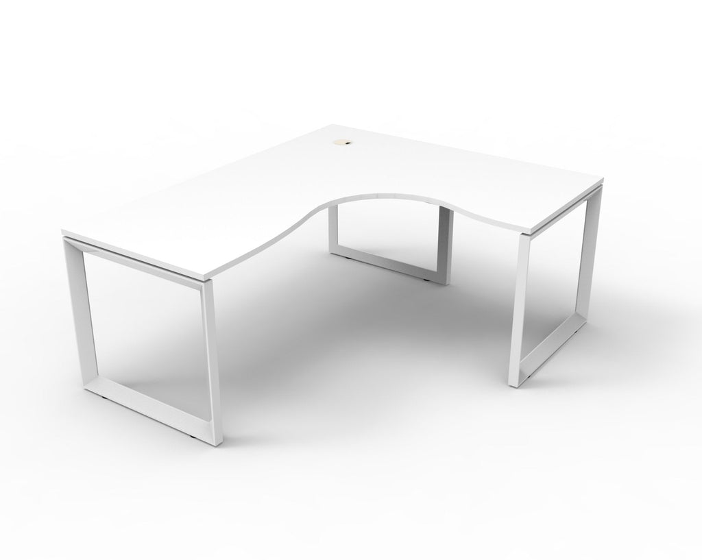 Rapidline Deluxe Rapid Infinity Corner Workstation Loop Leg 1800 x 1800 x 750mm Natural White / White Satin