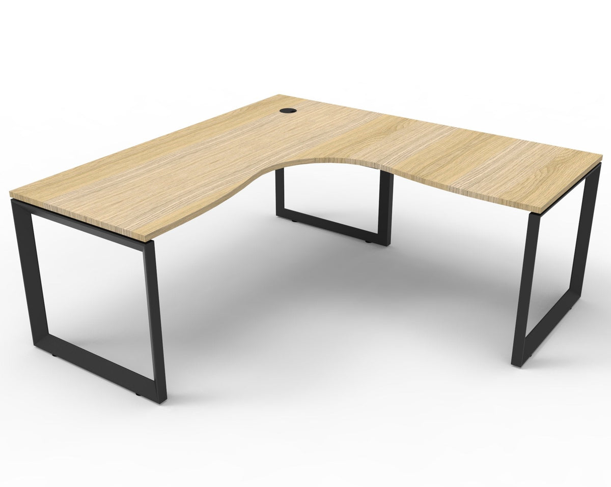 Rapidline Deluxe Rapid Infinity Corner Workstation Loop Leg 1800 x 1800 x 750mm Natural Oak / Black Satin