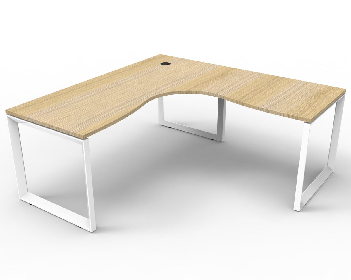 Rapidline Deluxe Rapid Infinity 4 Person Corner Workstation Loop Leg 1800 x 1800 x 750mm with Screen Natural White / White Satin