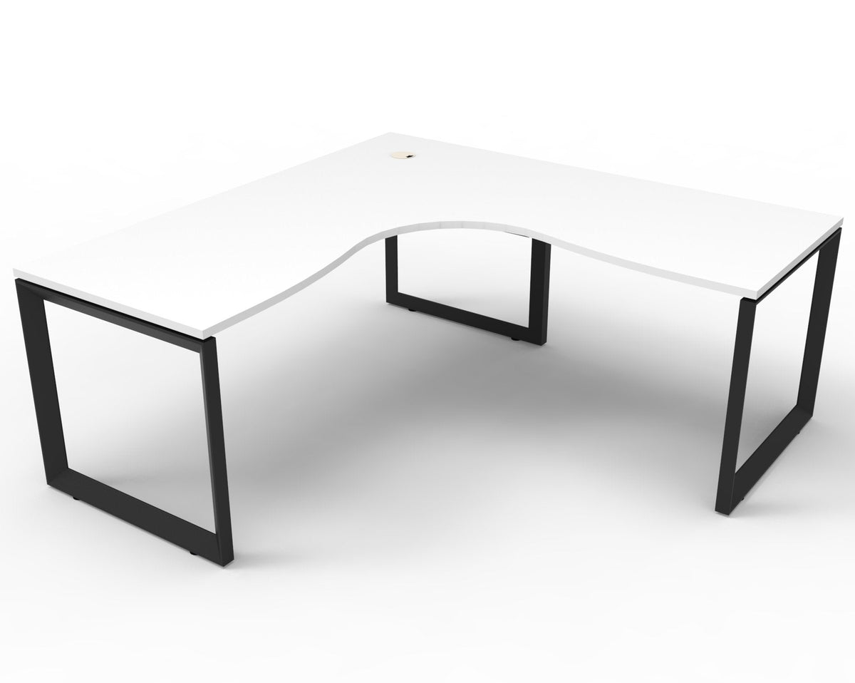 Rapidline Deluxe Rapid Infinity Corner Workstation Loop Leg 1800 x 1800 x 750mm Natural White / Black Satin