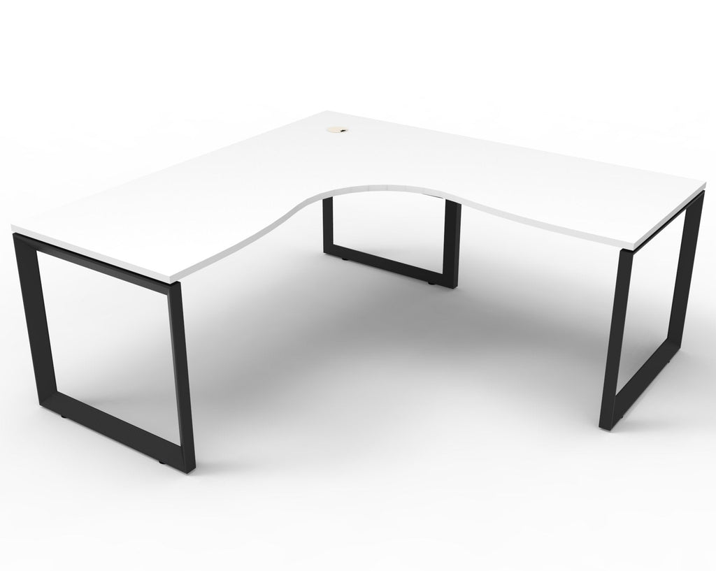Rapidline Deluxe Rapid Infinity Corner Workstation Loop Leg 1800 x 1500 x 750mm Natural White / Black Satin