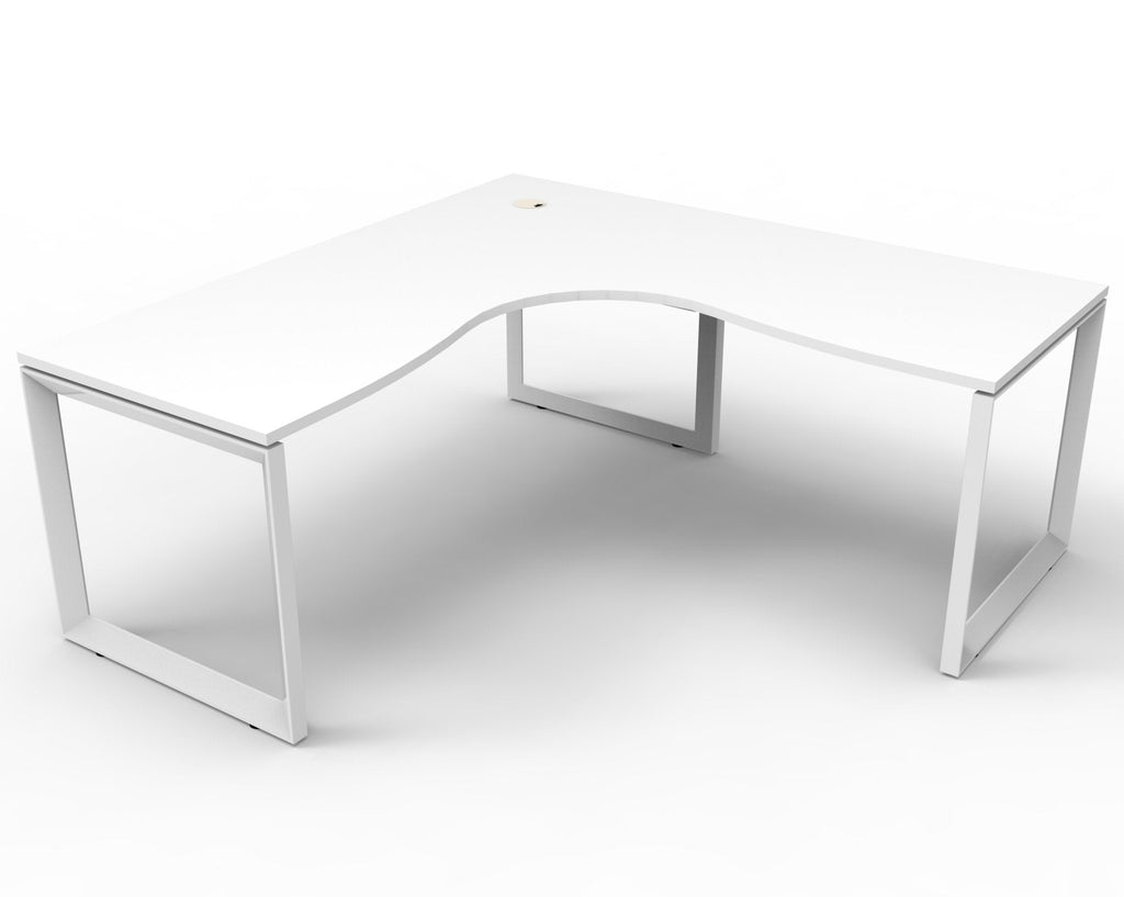 Rapidline Deluxe Rapid Infinity 4 Person Corner Workstation Loop Leg 1800 x 1800 x 750mm with Screen Natural White / White Satin