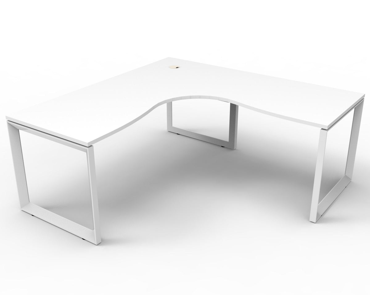 Rapidline Deluxe Rapid Infinity 4 Person Corner Workstation Loop Leg 1500 x 1500 x 750mm with Screen Natural Oak / White Satin